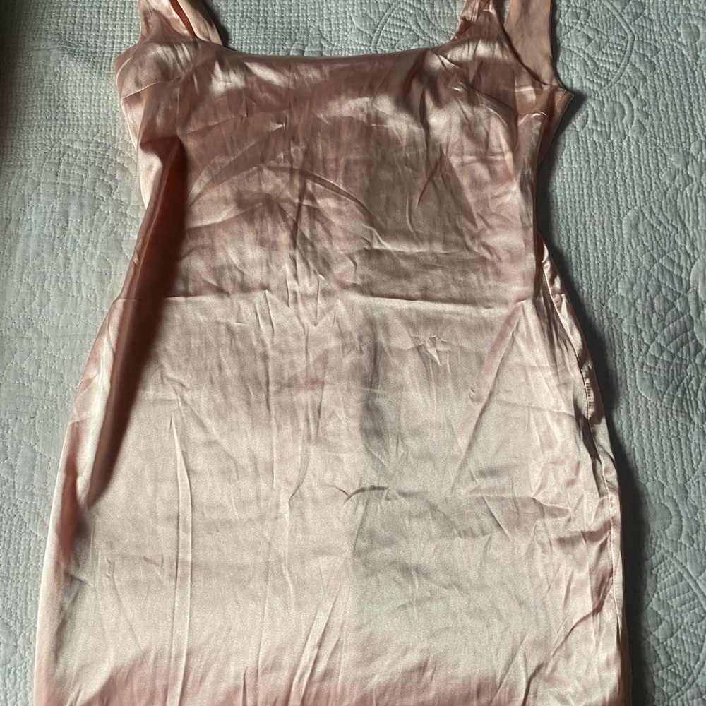 Fashion Nova Blush Satin Dress
